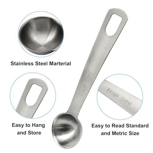 5ml Stainless Steel Measuring Spoon - 2 Pack with Etched Markings