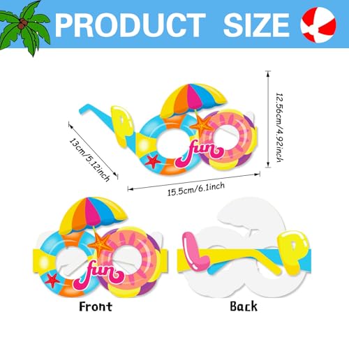 32PCS Hawaiian Luau Party Set - Red Floral Leis, Wristbands & Photo Glasses