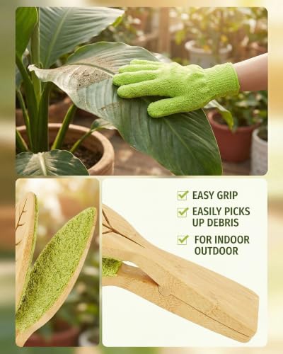 3-Piece Plant Leaf Cleaning Set with Microfiber Tongs & Gloves