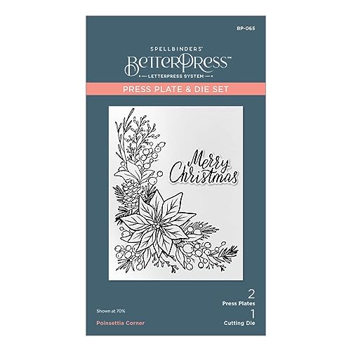 Letterpress Corner Die Set for Holiday Cardmaking - Poinsettia & Merry Christmas