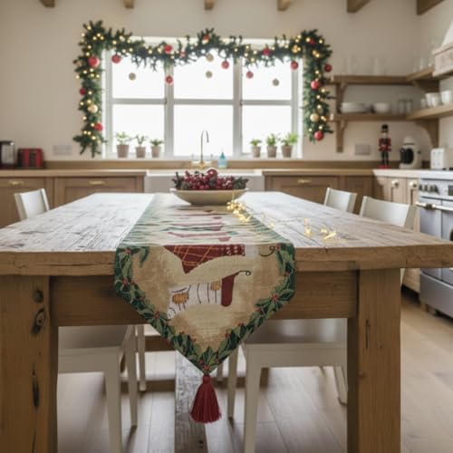 Christmas Stocking Holiday Table Runner 13 x 90 Inches - Festive Decor