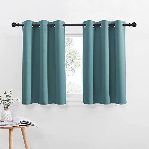 NICETOWN Blackout Curtains - 42"W x 36"L Grommet Panels, Sea Teal (Set of 2)