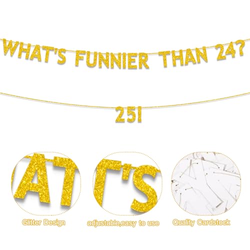 Gold Glitter 25th Birthday Decorations Banner Set for Parties