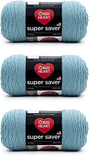 Red Heart Super Saver Worsted Weight Yarn, Country Blue, 3-Pack