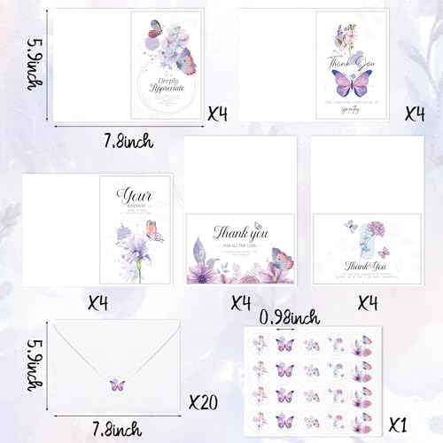 WATINC 20 Sets Sympathy Thank You Cards with Envelopes & Stickers