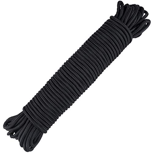 jijAcraft 30M Black Nylon Rope - Heavy Duty Twisted Cord for Camping & Garden