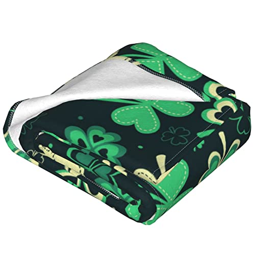 St. Patrick's Day Shamrock Throw Blanket, Ultra-Soft Fleece 50"x40"