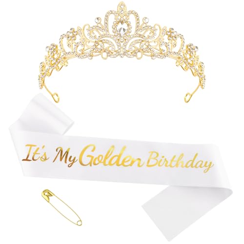 Gold Birthday Party Decorations - Crown & Sash Set for Women