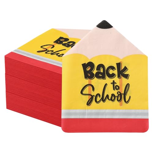YGAUZ 100 PCS Pencil Shaped Paper Napkins - Back to School Party Supplies