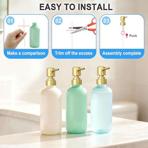 Gold Soap Dispenser Pump Replacement Set - 4 Pack for Bathroom & Kitchen