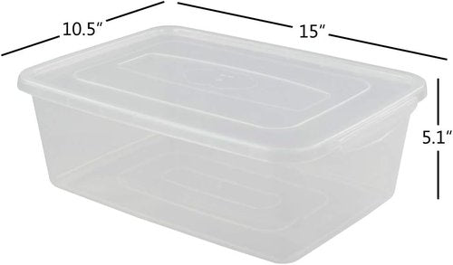 Jekiyo Clear Plastic Storage Bin - 14 Quart Latching Container with Lid | Set of 4 Packs