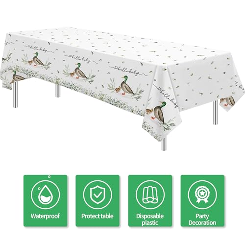 Mallard Duck Baby Shower Tablecloths - 3 Pack, 55 x 86 Inch Disposable