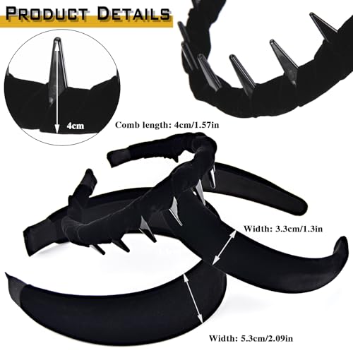 Black Velvet Padded Headbands 3-Piece Set Non-Slip Hair Hoops for Women