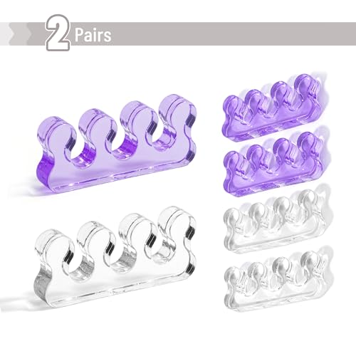 Dr. JK Gel Toe Separators for Pedicure - 2 Pairs, Purple & Clear