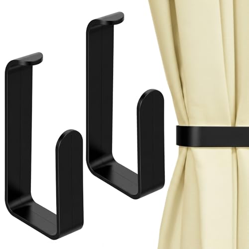 Grevosea 2-Pack Adhesive Curtain Holdbacks - No Drill Tiebacks for Home Decor