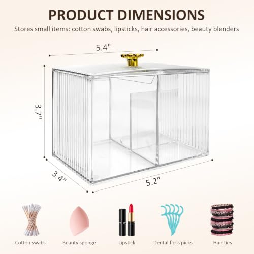 Transparent 3-Compartment Cotton Swab Holder Organizer