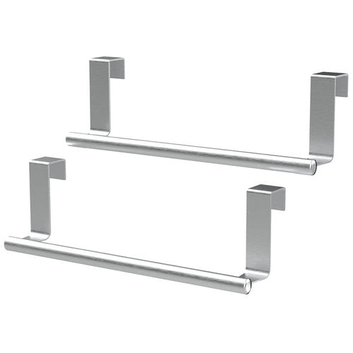 9" Over The Cabinet Towel Bar Holders, Handing Towel and Washcloth Rack for Bathroom and Kitchen, Stainless Steel, 2 Pack (Sliver)