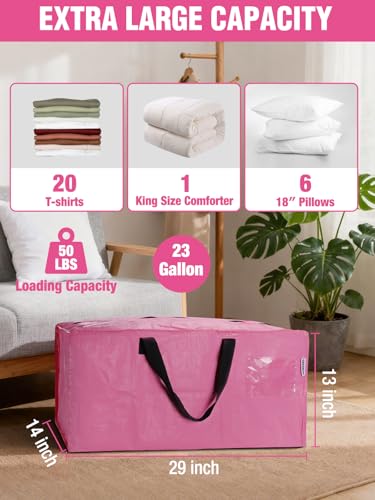 WORKPRO Heavy-Duty Extra Large Moving Bags - 10 Pack with Backpack Straps, Pink