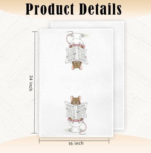 Funny Reading Mouse Bathroom Hand Towel 16x24 Decorative Drying Cloth