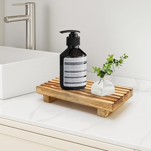 Renawe Small Wood Pedestal Stand, 8.7" Farmhouse Kitchen & Bathroom Tray