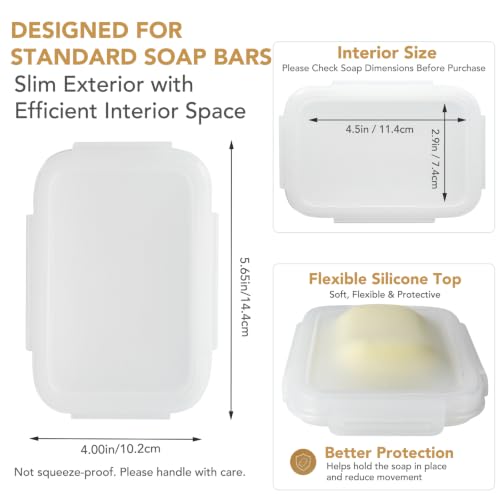 Ultra-Slim Leakproof Soap Case with Airtight Seal - Portable for Travel, Gym & Camping (White)