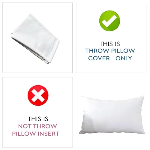 TAOSON 12x20 Inch White Cotton Canvas Pillow Cover - Hidden Zipper, Pack of 1