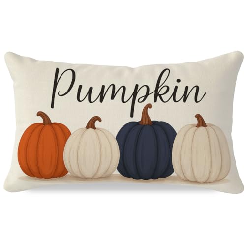 PANDICORN Fall Pumpkin Pillow Cover, 12x20 Decorative Cushion
