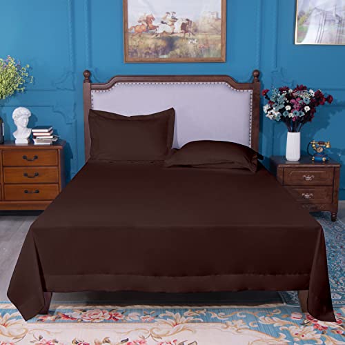NTBAY Twin Flat Sheet - Dark Brown Microfiber, 66 x 96