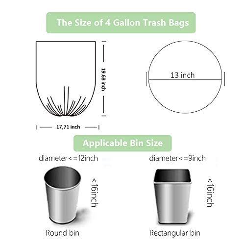 SIRAHOSI 150 Count Black Small Trash Bags 4 Gallon Pack of 1 - Medium Thickness Wastebasket Liners for Bathroom Bedroom Office