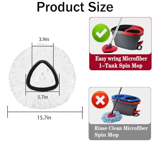 4 Pack Microfiber Mop Replacement Heads for O-Cedar Spin Mop