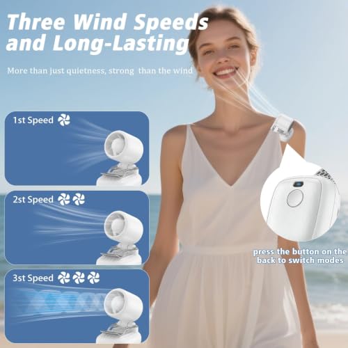 Blissfuhue 3-in-1 Portable Clip-on Fan - Hands-Free Mini Hat Fan, White
