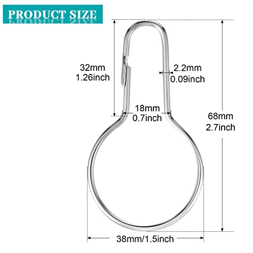 Queekay 60 Pcs Reusable Silver Shower Curtain Hooks - Gourd Design