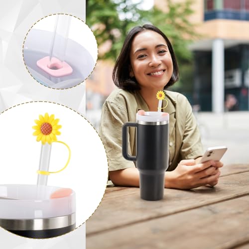 CustomyLife Sunflower Straw Topper and Daisy Chain for 10mm Stanley Tumbler