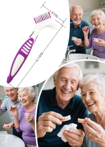 RyanDesign Denture Cleaning Brush 2-Pack with Dual-Angle Heads