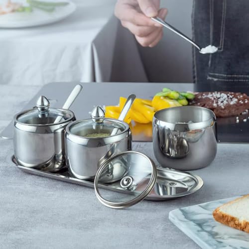 Cheeren 10oz Stainless Steel Spice Jar with Spoon and Clear Lid
