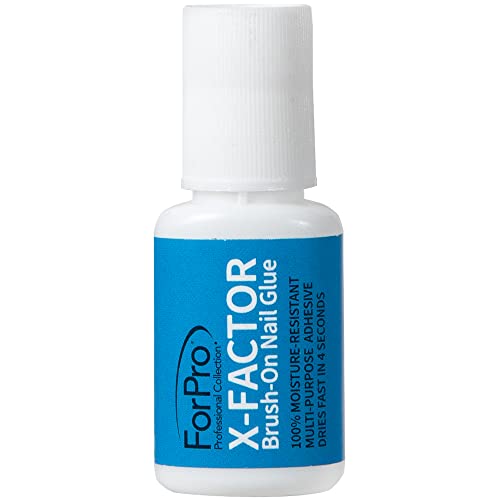 ForPro X-Factor Brush-On Nail Glue, 0.26 oz - Quick-Drying Artificial Nail Adhesive