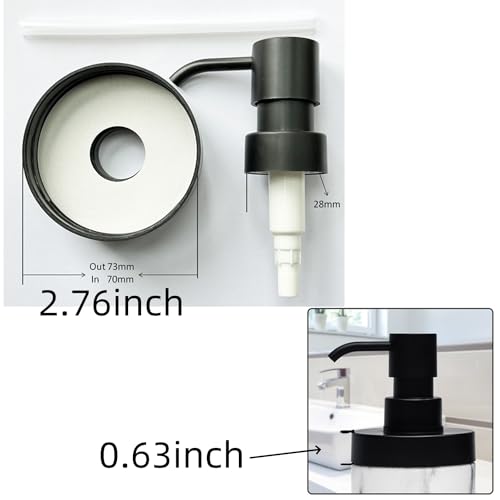 Suanti Mason Jar Soap Dispenser Lids & Pump Set - Black003, 2 Pack