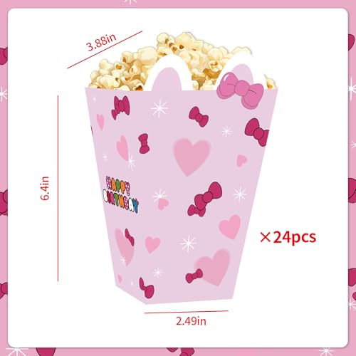 24PCS Pink Cat Party Popcorn Boxes - Durable & Fun Decorations