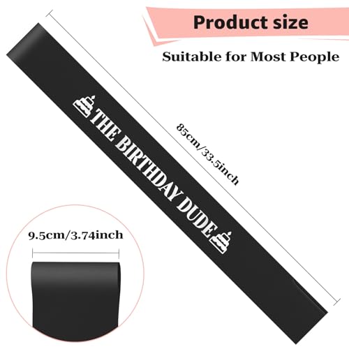 Black Satin Birthday Sash for Men - Perfect Gift & Party Accessory