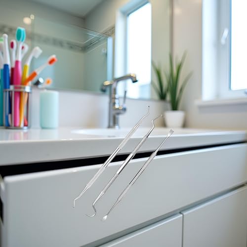 Zhuluck 3-Piece Stainless Steel Dental Pick and Scaler Set for Home Oral Care