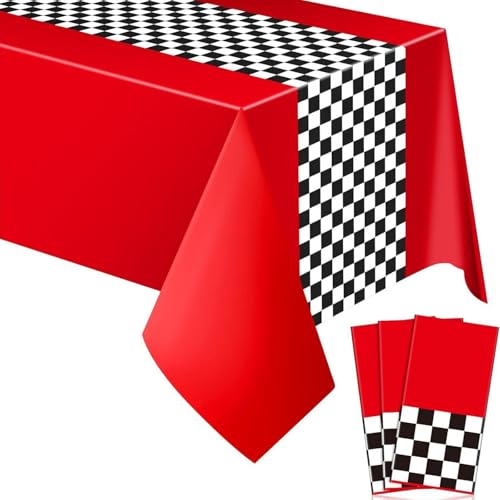 Racing Car Racetrack Party Tablecloth, 108x54 Inch Disposable Plastic Table Cover for Kids Birthday