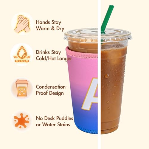 Neoprene Iced Coffee & Soda Cup Sleeve - Reusable Insulator