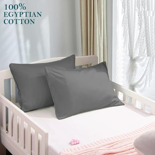 Egyptian Cotton Toddler Pillowcases 13x18, Dark Grey Set of 2