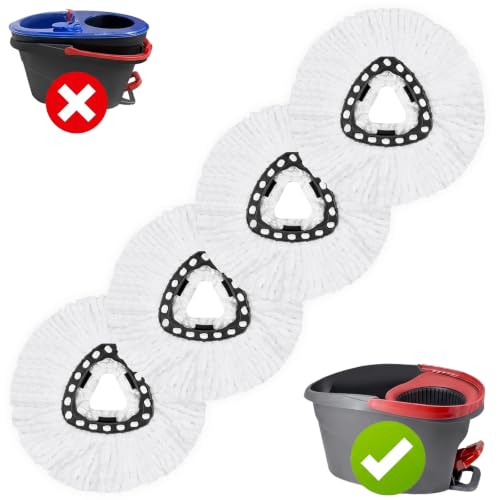 Spin Mop Replacement Heads for O-Cedar EasyWring, 4-Pack Microfiber