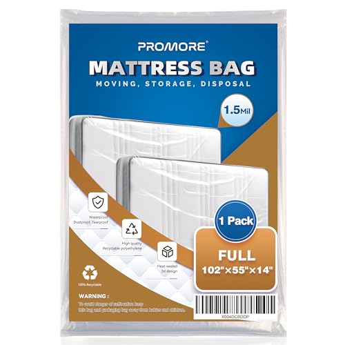 PROMORE Full Size Mattress Bag - 1.5Mil Heavy-Duty Plastic Moving Cover