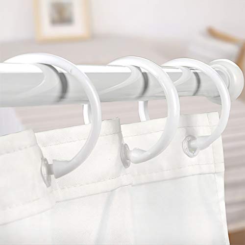 Qulable 12-Pack Plastic Shower Curtain Rings, Rust-Proof O-Shaped Hooks