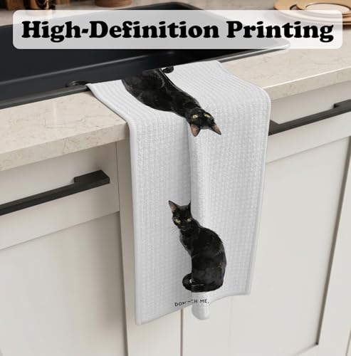 Funny Black Cat Kitchen Towel - 16x24 Inch Decorative Hand Drying Cloth