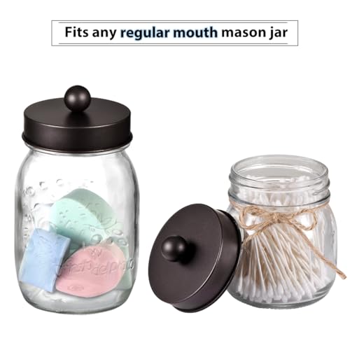 Mason Jar Bathroom Accessories Set with Soap Dispenser & Organizer - Bronze, 4 Pieces