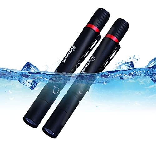 2 Pack LED Pen Flashlight, 3 Mode Pen Lights, Ultra Bright Mini Penlight, Pen Light Flashlights Pocket Clip, IP67 Small Waterproof Penlights for Outdoor Inspection Work, Emergency