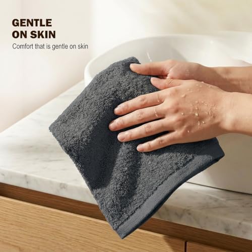 Utopia Towels Grey Washcloths Set - 12 Pack, 12x12 in, 100% Cotton